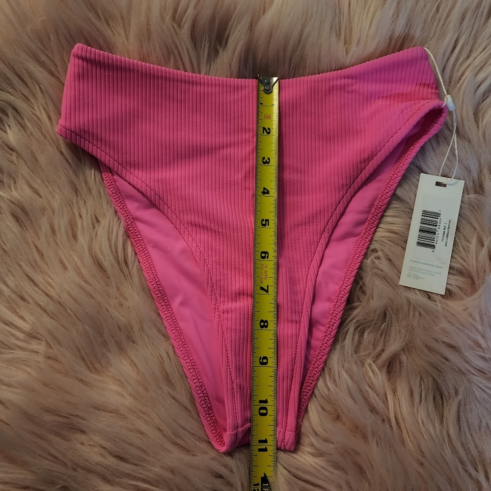 Frankies Bikinis Jenna ribbed high waist bikini bottom bright pink - Picture 7 of 9